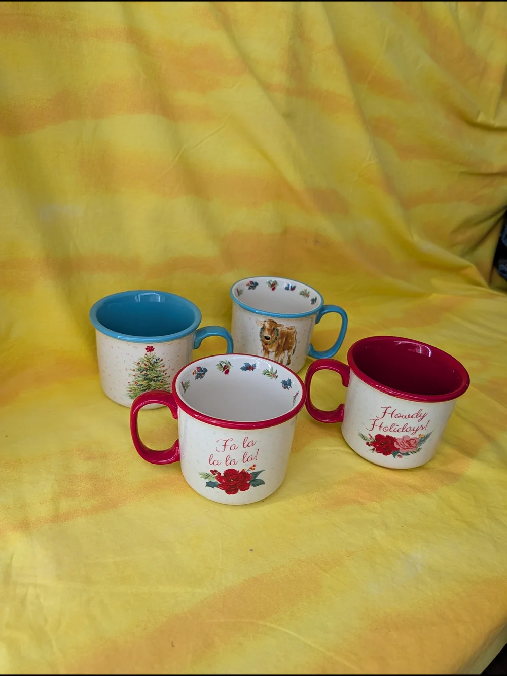 The Pioneer Woman Holiday Medley Camper Mug Set - Red & Blue